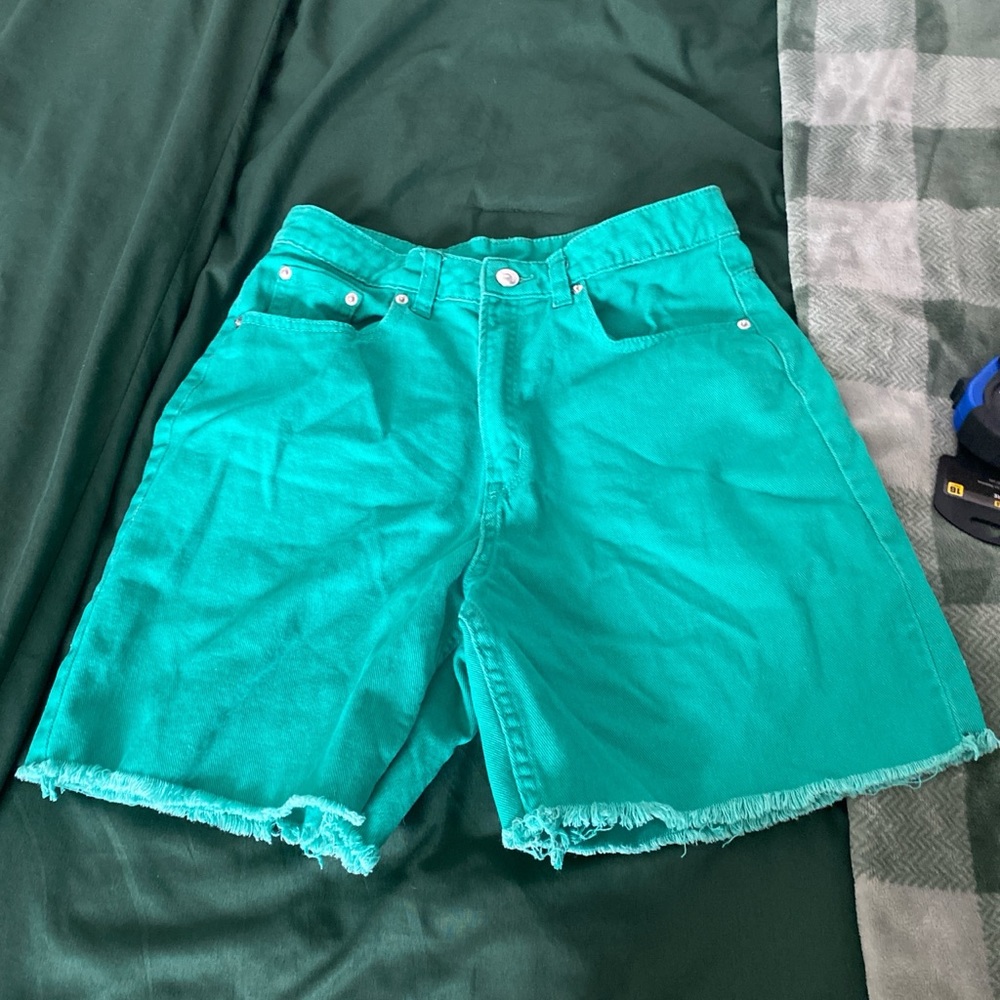Green Jean Shorts